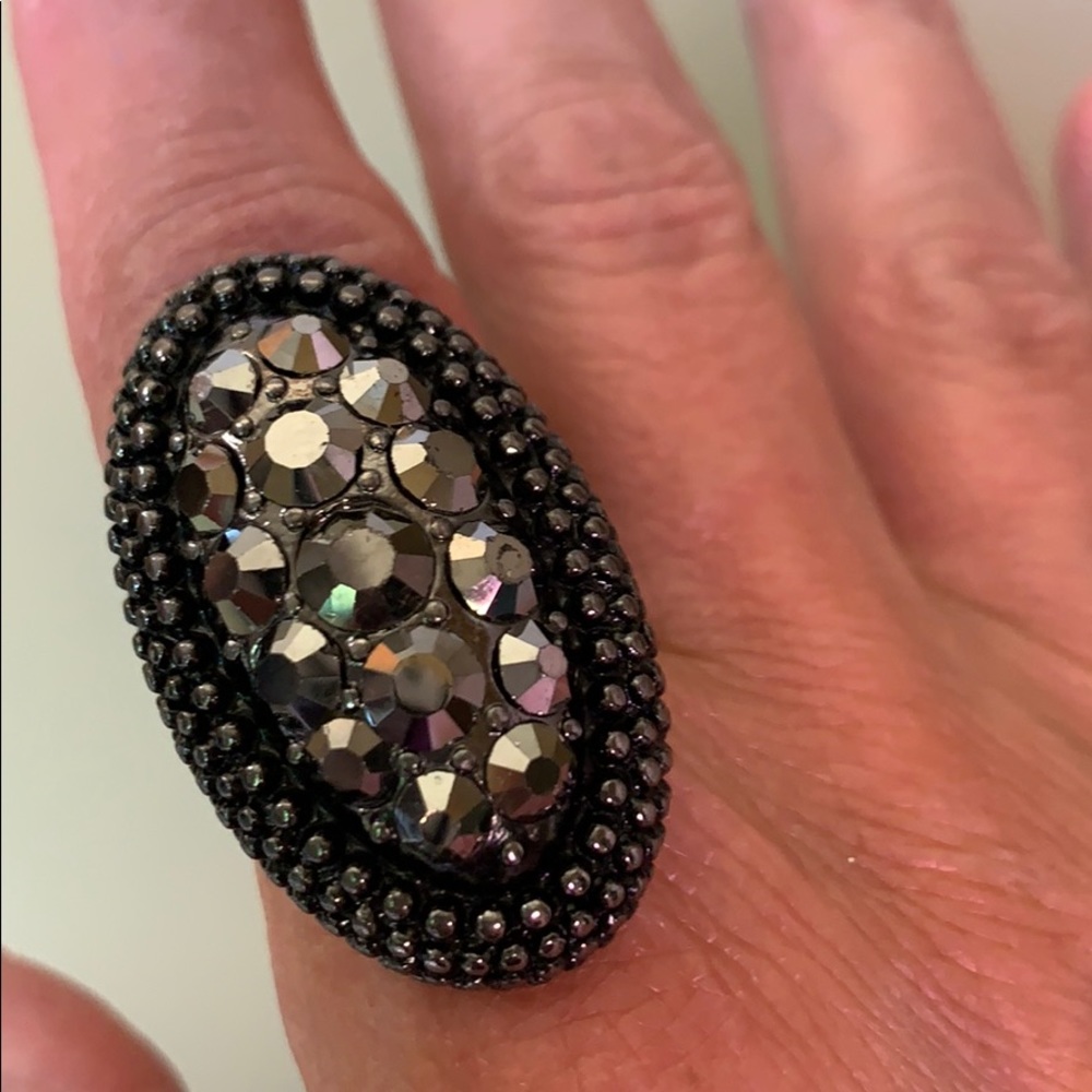 🔆Hematite Rhinestone stretch ring